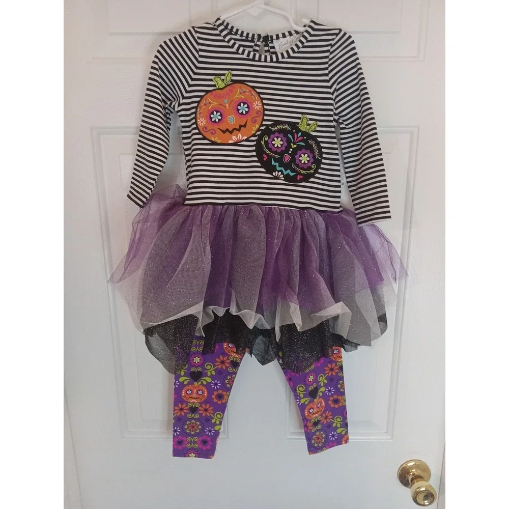 NEW! GIRLS EMILY‎ ROSE 2 PIECE HALLOWEEN LONG SLEEVE TUTU TOP & PANT SET! Sz 2T